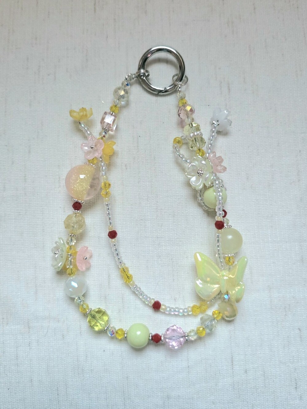 🌼✨️ Handcrafted Pastel Butterfly Phone Charm or Bag Chain - Yellow & Pink